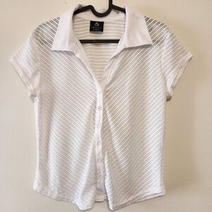 Sheer White Striped Button-Up Shirt